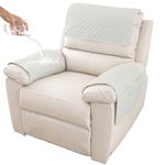 GYHH Sofa Armrest Cover, Headrest Cover for Recliner Chair Arm Cover,Armchair Slipcover Nonslip Quilted Furniture Protector for Pets Leather Sofa Couch (Ivory-1,1 Seat Recliner | 3 pc)