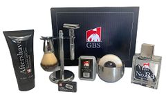 G.B.S Shaving Set Made in Solingen Germany MK Futur Adjustable Razor Lavender Aftershave 9PCologne Convenient Badger Brush Stand Bowl Glycerin Soap Alum Block & Lavender Durable