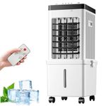 Portable Air Conditioner with 12L Removable Water Tank, Powerful Cooling Portable AC Unit with 3 Speed,1-12H Timer,4 Ice Boxes,Remote Control,Touch Display Air Cooler for Home Office & Bedroom