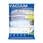 UOUNE Vacuum Storage Bags, 6-Pack Jumbo (100 x 80cm) Reusable Space Saver Bags Vacuum Compression Zipper Storage Bags with Airtight Valve and Hand Pump,Work with Vacuum Cleaner