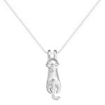 Qiandi 925 Sterling Silver Lovely Jumping Cat Animal Pendant Necklace Birthday Wedding Pet Lover Gift for Women Girls