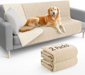 LOOBANI Waterproof Dog Blanket - Couch Covers for Dogs Washable Reusable Pet Blankets to Protect Furniture Bed Sofa Car for Puppy Cat Kids (Khaki+Beige,54'' x 82'',2 Pack)