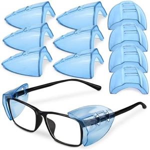 Blue Safety Side Shields for Glasses Clip-On - 6 Pack Multi-Frame Fit 98% Eyeglass Frames | TPU Anti-Slip Eye Protection Guards, Lightweight Dust Splash Construction Lab Woodwork Metalwork Protection