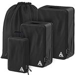 4-Piece Deluxe Compression Packing Cubes for Travel - Maximize Space in Luggage with HybridMax Double Capacity Design, Luxury Suitcase Organizer Bags, Large, Small, & Medium Set