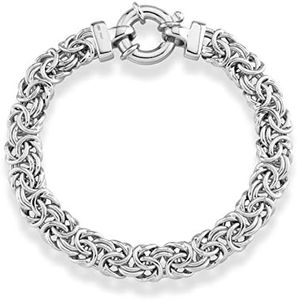 Miabella Italian 925 Sterling Silver 9mm Classic Byzantine Link Chain Bracelet for Women, Handmade in Italy (Length 7.5 Inches (average size))