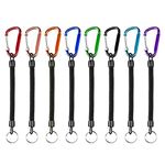 Lahviuu Stretchy Spiral Keyring,8 Pcs Retractable Keychain with Color Carabiner, Spring Key Rings Key Chains, Stretchy Key Ring Key Chain for Men Women and Kids