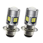 Ruiandsion 2pcs H6M LED Motorcycle Headlight Bulb DC 6V 12V Universal Super Bright 3030 22SMD Chips 6-30V P15D Motorcycle LED Headlight Bulb with High Low Beam,White