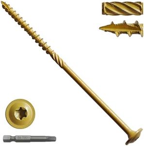 Lag Screws 6 Inch, Structural Wood Screw #14x 6, 117-PCS Heavy Duty Construction Screw, Rust Resistant, Washer Head, Black Coated Exterior Wood (117, Bronze, #14 x 6)
