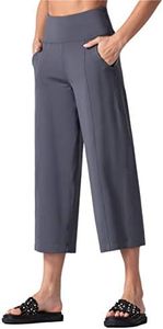 THE GYM PEOPLE Bootleg Yoga Capris Pants for Women Tummy Control High Waist Workout Flare Crop Pants with Pockets (Dark Grey, XXX-Large)