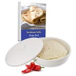 StarBlue 10 Inches Ceramic Tortilla Warmer with Free Recipes ebook - White, Insulated One Hour and Holds up to 24 Tortillas,Chapati, Roti, Microwavable, Oven Safe