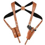 Shoulder Holster General Vertical Gun Holster Adjustable Leather Gun Holster for Concealed Carry with Double Magazine Pouch Adjustable for Glock 1911 and Most Kinds of Pistols