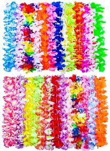 TSMJUWND Hawaiian Leis for Luau Party, 50 Pcs Tropical Hawaiian Flowers, Adjustable Necklace, Colorful Bulk Hawaii Leis for Wedding, Hula Dance Decor, Birthday, Summer Beach, Pool Party