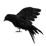 LWINGFLYER 5.9" Black Feathered Crows Halloween Decoration Realistic Raven Handmade Artificial Birds Halloween Prop Decor Spooky Party Home Garden Decoration (Black Flying Crow)