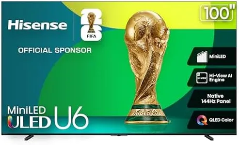 Hisense 100" Class U6 Series Best Value Mini-LED 4K UHD Smart Fire TV (100U65QF, 2025 Model) - QLED, Native 144Hz, HDR10+, Anti-Glare, Dolby Vision IQ, Dolby Atmos, Game Mode Pro, Alexa Built in