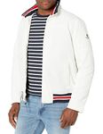 LONDON FOG Men's Ribbed Knit Golf Jacket Transitional, White, Large