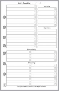 Classic Size Daily Task Planner Insert, Sized and Punched for Franklin Covey Classic Notebook (5.5" x 8.5")