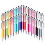HEYTOP 52 Pieces Crystal Ballpoint Pens Crystal Stylus Pen Pack, 2 in 1 Slim Bling Glitter Diamond Ballpoint Pen Stylus Capacitive Writing Pens for Touch Screens, School, Office, Various Event Gifts