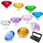 HDCRYSTALGIFTS 40mm(1.5 in) Crystal Diamond Jewels Paperweight Fake Diamonds Table Decoration Party Favors Gift, Glass Paperweight, Pack of 10 (Multicolor)