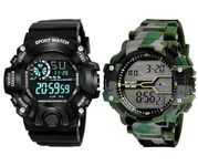 FROZIL Digital Black Army Belt Multi-functional Day Date Month with Night Light Function Watch Combo for Mens and Kids Watch for Boys