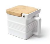 RSVP International White Stoneware Kitchen Collection, Salt Box, 4.5x3.25x3.5"