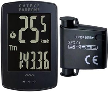 CATEYE Padrone Wireless Bike Computer – Large Screen, Easy?to?Read Non?GPS Cyclocomputer, Wireless Speed Tracker for Road, MTB & Gravel Bikes, No?Charging Sensor?Based Unit, Long Battery Life
