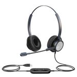 USB Headset with Microphone Noise Cancelling, Computer Headset with Volume Control Mute