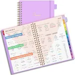 EMSHOI 2025 Planner Hourly Daily Weekly and Monthly, A4 (8.5x11), 3-Tier Appointment Book Vertical Schedule Calendar Organizer for Women Men Work Business, with Monthly Tabs, Note Pages, Purple