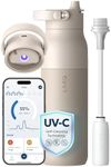 LARQ PureVis 2 Self Cleaning Water Bottle - UV Water Purifier with Filter Straw, Smart App Hydration Tracking, Insulated Stainless Steel - Mojave Dune, 23 Oz