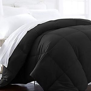 Beckham Hotel Collection Full/Queen Size Comforter - 1600 Series Down Alternative Home Bedding & Duvet Insert - Black