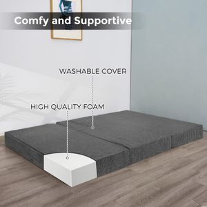 MAXYOYO Double Folding Floor Mattress – 15cm Corduroy, Washable Cover, Charcoal