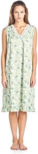 Casual Nights Women's Sleeveless Floral Lace and Ribbon Nightgown - Green - Medium