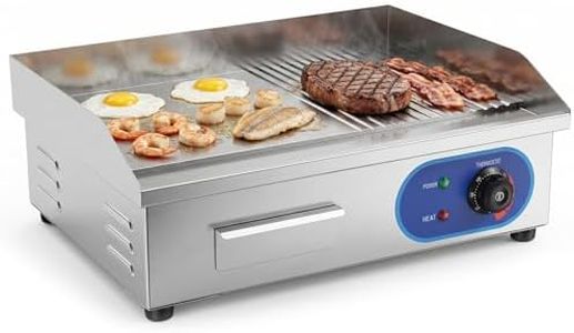 Yopower Commercial Electric Griddle with 50-300℃ Temperature Control, 3000W Stainless Steel Electric Grill with Removable Drip Tray for Restaurant/Food Truck/Cafe/Outdoor, 15A Plug