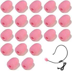 SourceTon 20 Pack Lapel Headset Microphone Windscreen, Microphone Sponge Foam Cover Mini Size Lavalier Microphone Use for Cover Microphone Noise Reduction Shield Protection