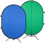 CanadianStudio Photo Studio Double sided 5' x 7' Collapsible Flex-out Chromakey green/blue Twist Flex Backdrop Background, 8 ft stand & clamp kit