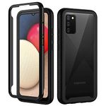 seacosmo for Samsung A02S Case, [Built-in Screen Protector] Full Body Clear Bumper Case Shockproof Protective Phone Cases Cover for Samsung Galaxy A02S, Black