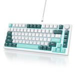 Owpkeenthy 75 Percent Gaming Keyboard Gasket Mounted,82 Key Mechanical Keyboard Hot Swappable with Knob Linear Red Switch RGB Backlit for PC Laptop (Forest)