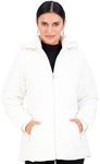 Jones NY Women's Puffer Jacket Zippered Removable Bungee Hood Womens Winter Coat, White - S