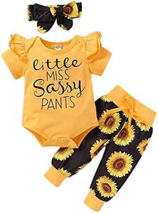 Yvowming 12 18 Month Girl Clothes Infant Baby Girl Ruffle Romper Pants Headband Summer Outfits Set