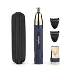 BaByliss Super-X Metal Series Nose Trimmer, Ear Eyebrow Hair Trimmer for Men, Grooming Kit, Gifts for Men (Gold/Blue)