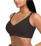 ANFITBOC Deep V Floral Bras for Women Wireless Bralettes No Underwire Padded Bra T-Shirt Jelly Strip Bra Black