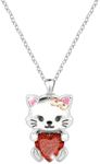 M&Ostyle Cute Cat Necklace for Girls Boys Crystal Pendant Necklaces Gifts Jewelry Gifts for Girls Daughter Boys Son Granddaughter Niece Birthday Christmas Graduation Gift, Sterling Silver, Rhinestone