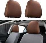 gunhunt Pack-2 Car Headrest Covers, Soft Dust-Proof Protector Covers, Seat Headrest Cover Replacement, Breathable Automobile Decoration Kit, Universal for Most Cars, Trucks, SUVs (Brown)