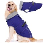 Lelepet Warm Dog Coat, Windproof Reflective Dog Fleece Lined Vest, Dog Jacket Winter Coat Dog Cold Weather Coats with Adjustable Buckle, Dog Snowsuit Dog Coat for Small Medium Large Dogs, Blue L