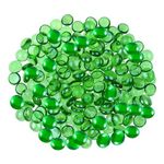 ARSUK Decorative Glass Pebbles Stones Beads Rounded Gems Flat Marble, Vase Filler, Fire Artificial Crystal Gemstones for Aquarium, Mosaic Tiles Vases Craft, Garden Flowerpot(80Pcs/455g Green Pebbles)