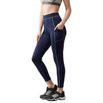 Blinkin Women's Skinny Fit Polyester Blend Leggings (033-navy-32_navy With Grey_xl)