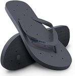 Shower Shoez Men's Non-Slip Gym Pool Dorm Water Sandals Flip Flops, Solid Grey, 8-9