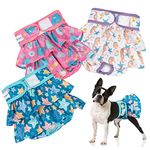 Pet Soft Washable Female Diapers (3 Pack) – Female Dog Diapers, Dress Style Comfort Reusable Doggy Diapers for Girl Dog in Period Heat (Ocean, XS)