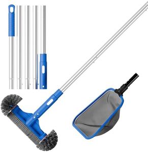 Sepetrel Deluxe Swimming Pool Cleaning Kit Including Half-Deep Fine Mesh Pool Leaf Skimmer Net,12" Round Pool Brush Head & 70.5" Pole, for Above Ground Pools,Ponds,Spas,Hot Tubs