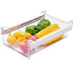 vacane Refrigerator Organizer Drawer,Plastic Fridge Drawer With Handle Pull Out Fridge Bins Organizer, Extra-Long Stretch 19.5",Cheese, Deli Meat, Drinks, Fruit, Vegetable