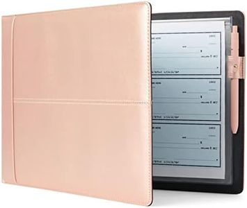 Juvale 7 Ring Business Check Binder for Checkbooks Organization, Financial Records, Personal and Corporate Use, Rose Gold Faux Leather Folder for 600 Checks (14 x 10 Inches)